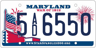 MD license plate 5AD6550