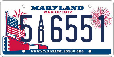 MD license plate 5AD6551