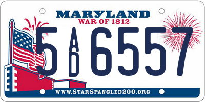 MD license plate 5AD6557