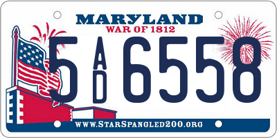 MD license plate 5AD6558