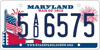 MD license plate 5AD6575