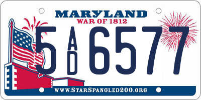 MD license plate 5AD6577