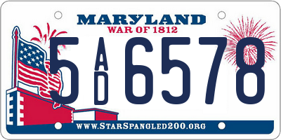 MD license plate 5AD6578