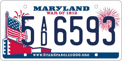 MD license plate 5AD6593