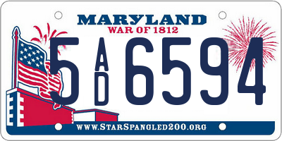 MD license plate 5AD6594