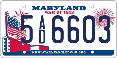 MD license plate 5AD6603