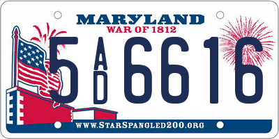 MD license plate 5AD6616