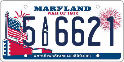 MD license plate 5AD6621