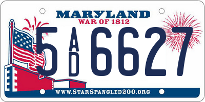 MD license plate 5AD6627