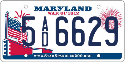 MD license plate 5AD6629