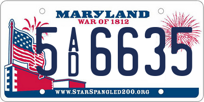 MD license plate 5AD6635