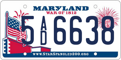 MD license plate 5AD6638