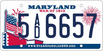 MD license plate 5AD6657