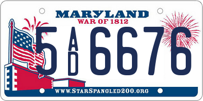 MD license plate 5AD6676