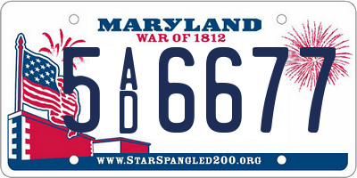MD license plate 5AD6677