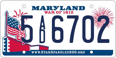 MD license plate 5AD6702