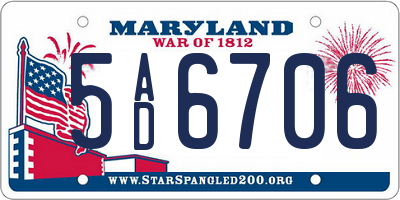 MD license plate 5AD6706
