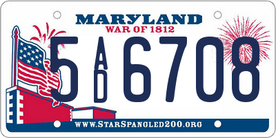 MD license plate 5AD6708