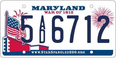 MD license plate 5AD6712