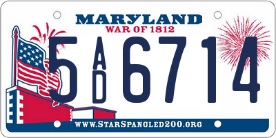 MD license plate 5AD6714