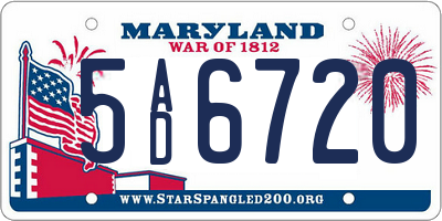 MD license plate 5AD6720