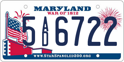 MD license plate 5AD6722