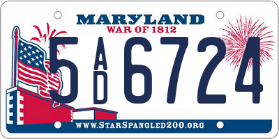 MD license plate 5AD6724