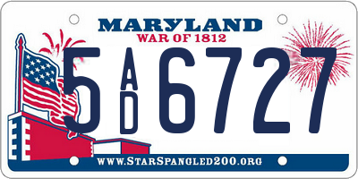 MD license plate 5AD6727