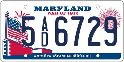 MD license plate 5AD6729