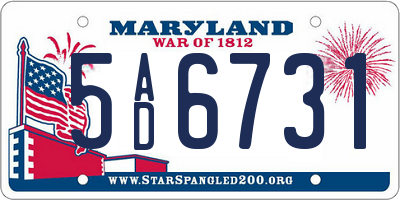 MD license plate 5AD6731