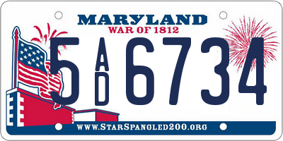 MD license plate 5AD6734