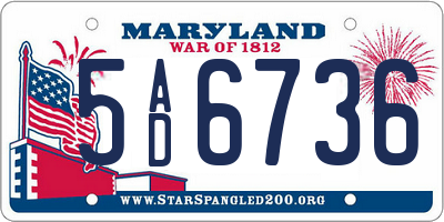MD license plate 5AD6736