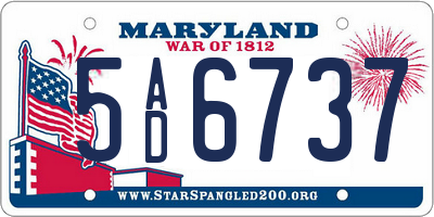 MD license plate 5AD6737