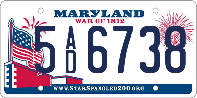 MD license plate 5AD6738