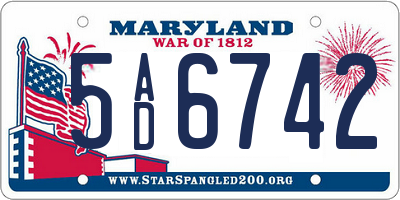 MD license plate 5AD6742