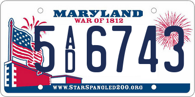MD license plate 5AD6743