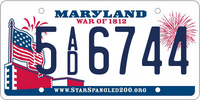 MD license plate 5AD6744