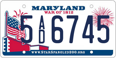 MD license plate 5AD6745