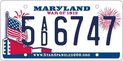 MD license plate 5AD6747