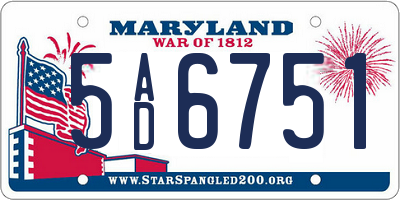 MD license plate 5AD6751