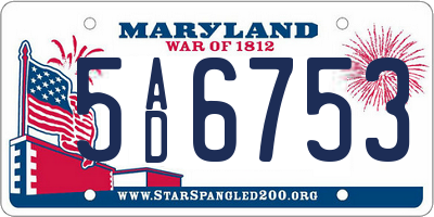 MD license plate 5AD6753