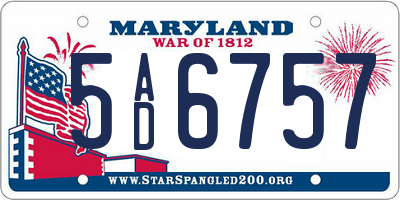 MD license plate 5AD6757