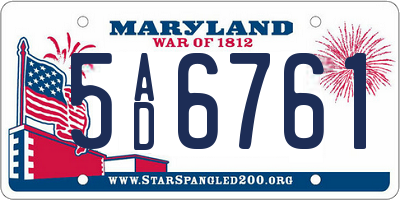 MD license plate 5AD6761