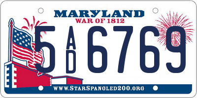 MD license plate 5AD6769