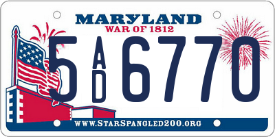 MD license plate 5AD6770