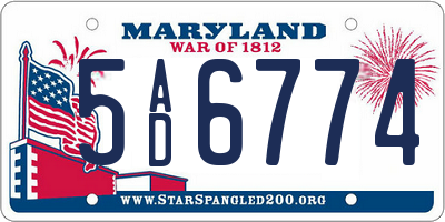 MD license plate 5AD6774
