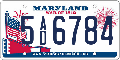 MD license plate 5AD6784
