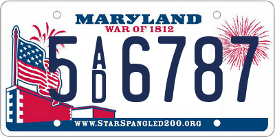 MD license plate 5AD6787