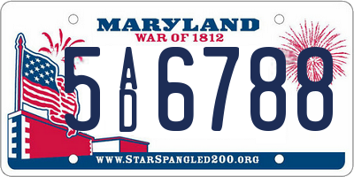 MD license plate 5AD6788