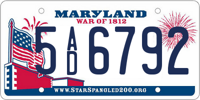 MD license plate 5AD6792